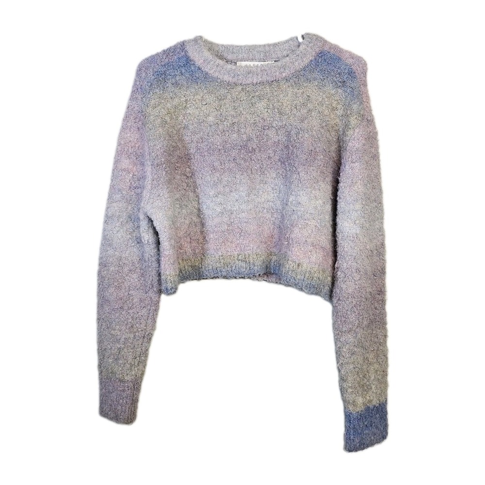 ASTR The Label Alita Sweater Ombre Small Wool Blend Fuzzy Knit Cropped Pullover